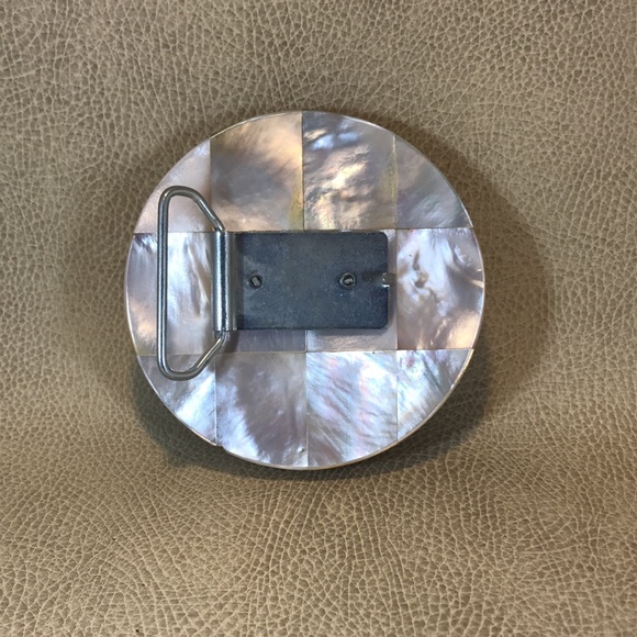 Vintage Belt Buckle Compact Mother of Pearl - Picture 3 of 3
